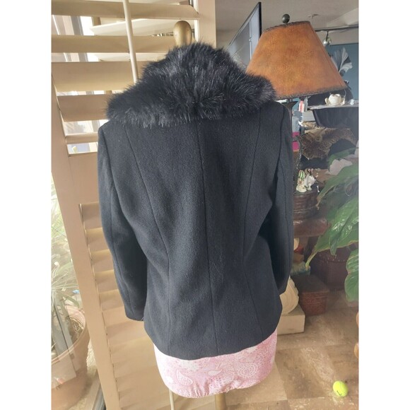 Pamela Dennis Private Client Women's Black Jacket Faux Fur Collar Fitted Sz 12 - Picture 5 of 13